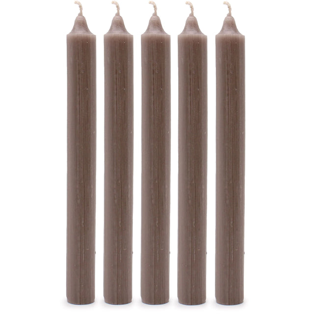 Solid Colour Dinner Candles - Rustic Taupe - Pack of 5
