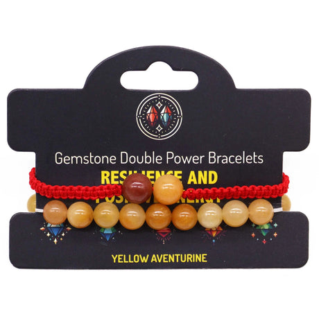 Gemstone Double Power Bracelets- Yellow Aventurine