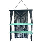 Black Macrame Hanging Shelves - Turquoise