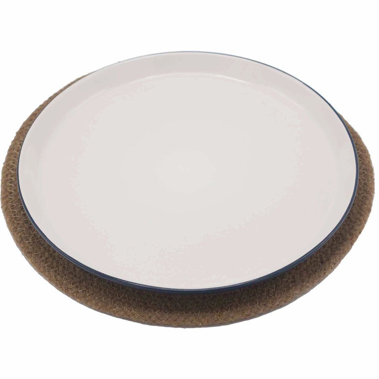 Natural Place Mat - Jute & Cotton 30cm - Natural Border
