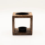 Square Mango Wood Oil Burner  - Hamsa