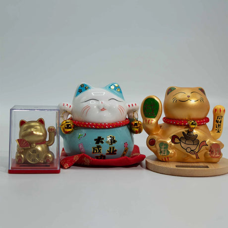 Mini Solar Powered Money Cat in Box - Gold