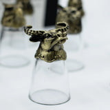 Gift Set of 12 Bottom Up Shot Glasses (25ml) - Forest & Mystical Creatures - Antique Bronze