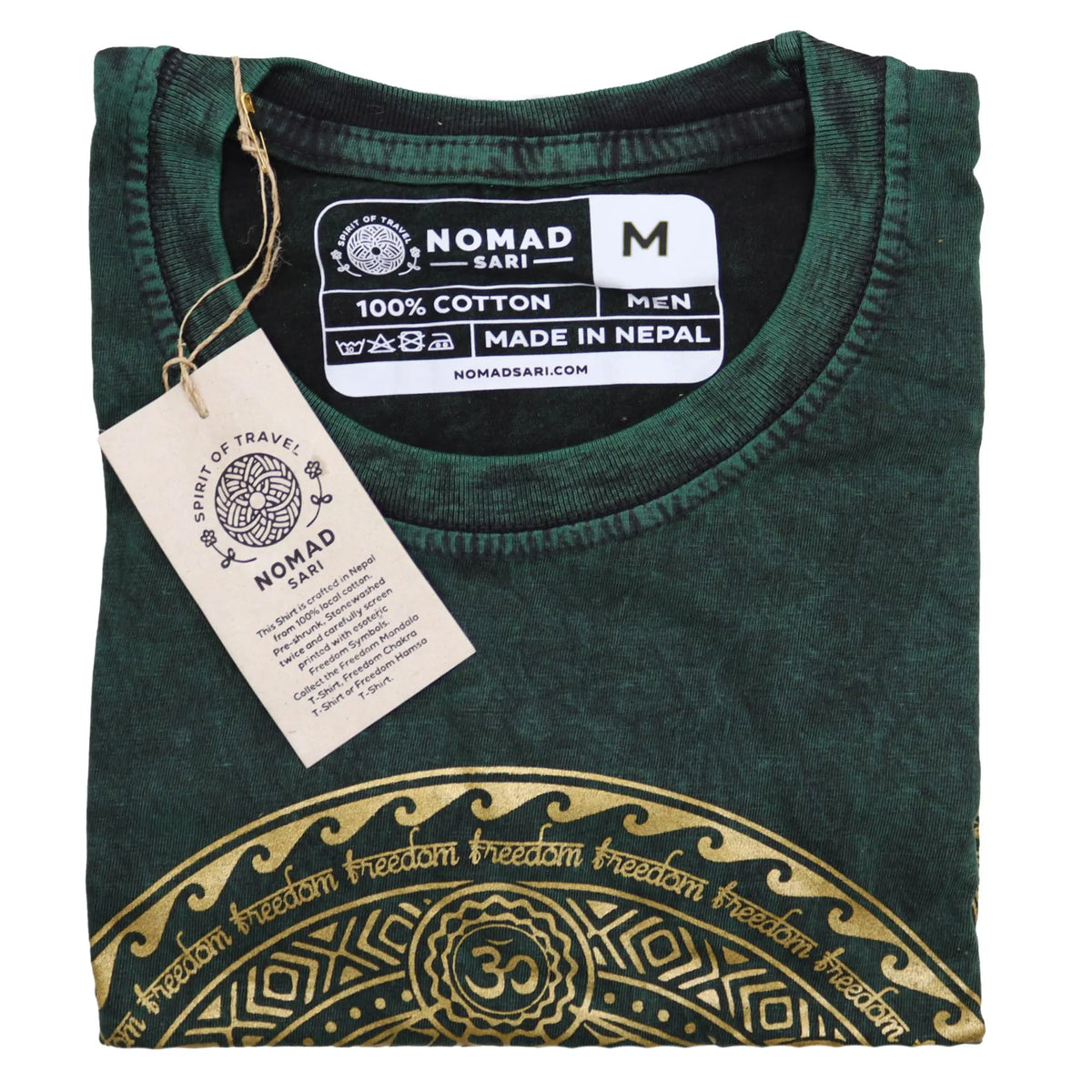 Nomad Sari Stonewashed Cotton T-Shirt  Chakra  Green  Medium