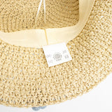 Nomad Sari Floppy Straw Sun Hat - Beige & Blue Flowers
