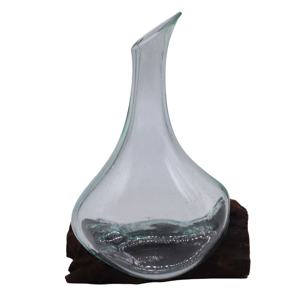 Molten Glass Mini Decanter on Wood 20cm