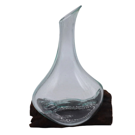 Molten Glass Mini Decanter on Wood 20cm