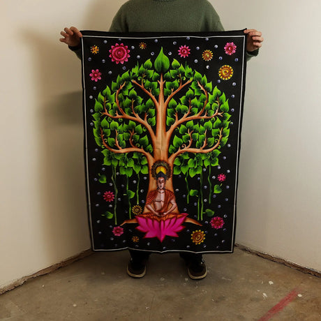Cotton Wall Art (70x110cm) - Buddha Bodhi Tree