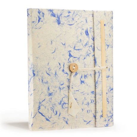 Lokta Mixed Blue Cotton Notebook  Large (21x15cm)  45 Leaves  Includes Bookmark