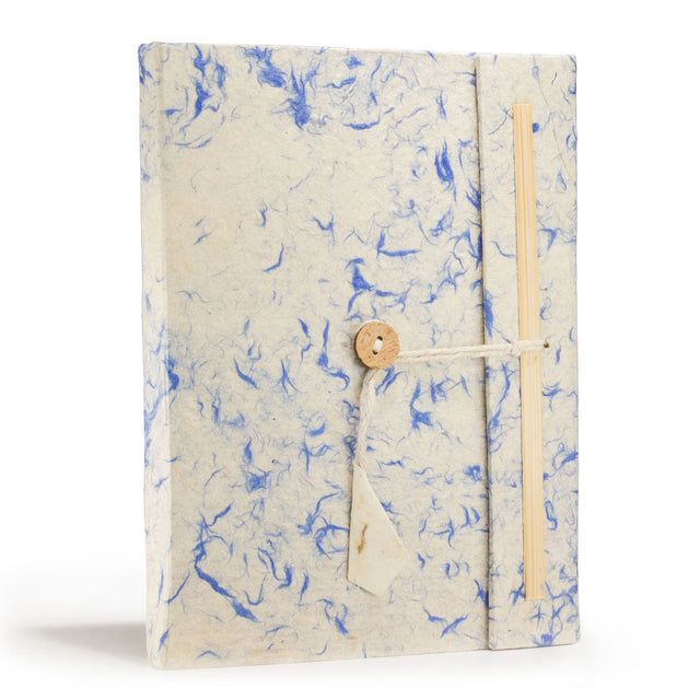 Lokta Mixed Blue Cotton Notebook  Large (21x15cm)  45 Leaves  Includes Bookmark