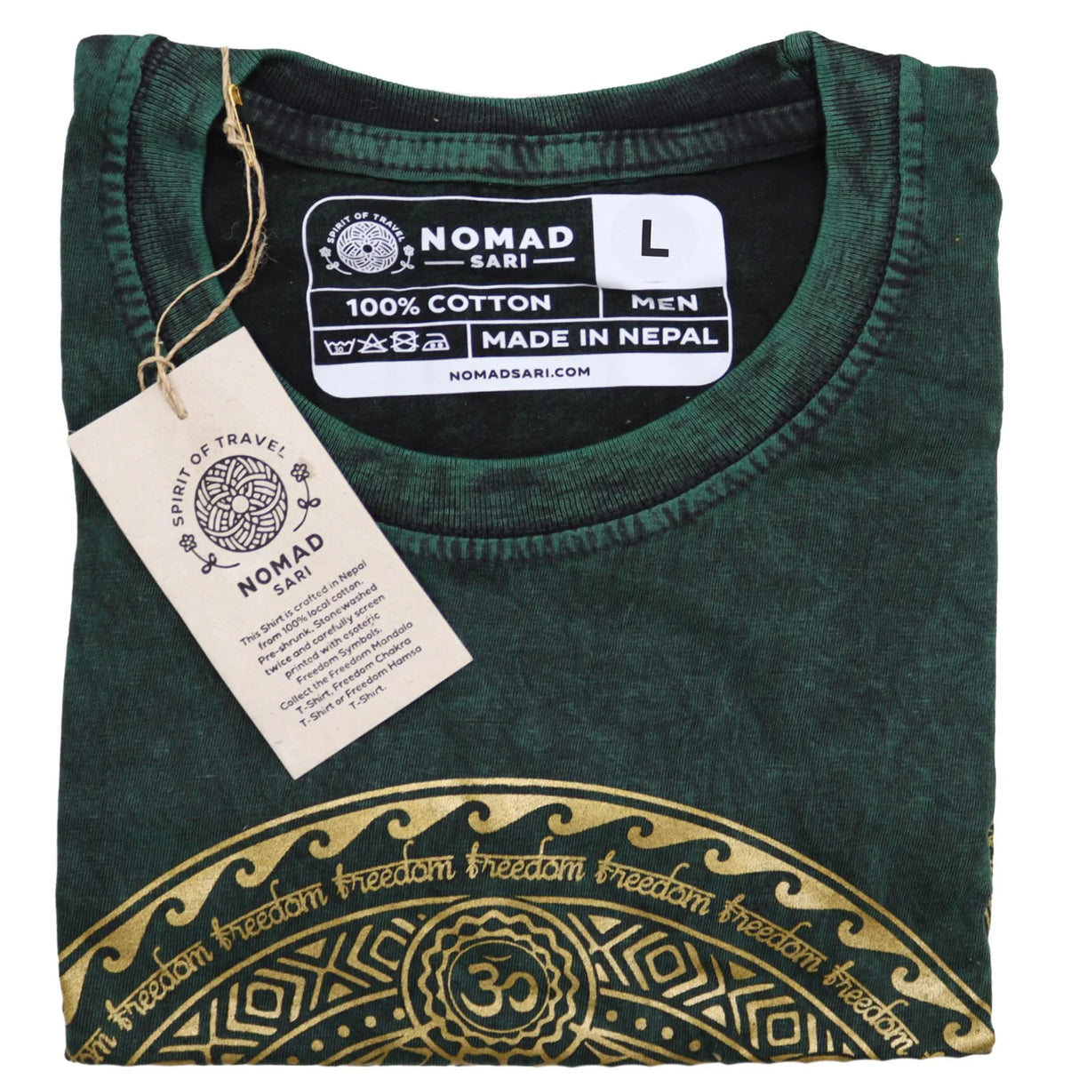 Nomad Sari Stonewashed Cotton T-Shirt  Chakra  Green  Large