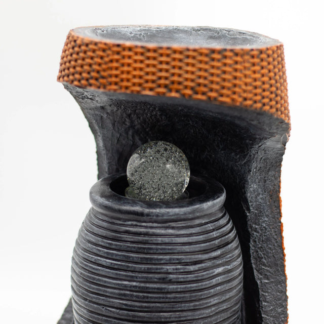 Grand Water Feature - 24x22x48cm - Colour Changing Crystal Ball in Greek Urn in Basket