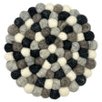 Felt Ball Round Placemat- Multi  Grey Colour