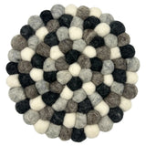 Felt Ball Round Placemat- Multi  Grey Colour