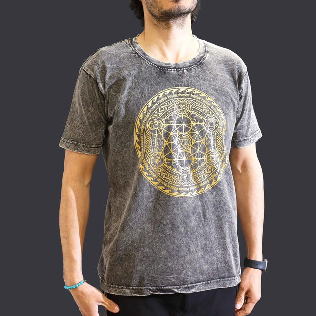 Nomad Sari Stonewashed Cotton T-Shirt  Chakra  Dark Grey  Medium