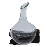 Molten Glass Mini Decanter on Wood 20cm