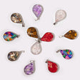 Steel Cased Pendant Teardrops - 12 Assorted Gemstone Chips & Shells