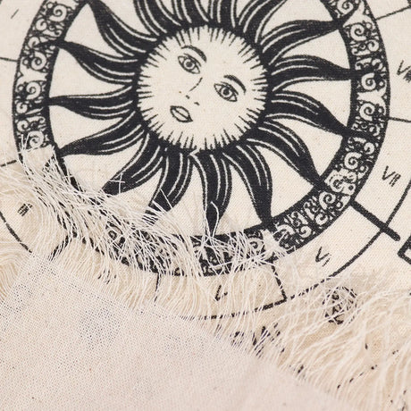 Ancient Witch Pendulum Divination Cloth - Sun Face - Natural & Black