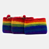 Natural Felt Zipper Pouch (asst) - Rainbow