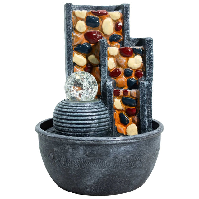 Pebble Wall Tabletop Water Feature with Crystal Ball (19x19x28cm)