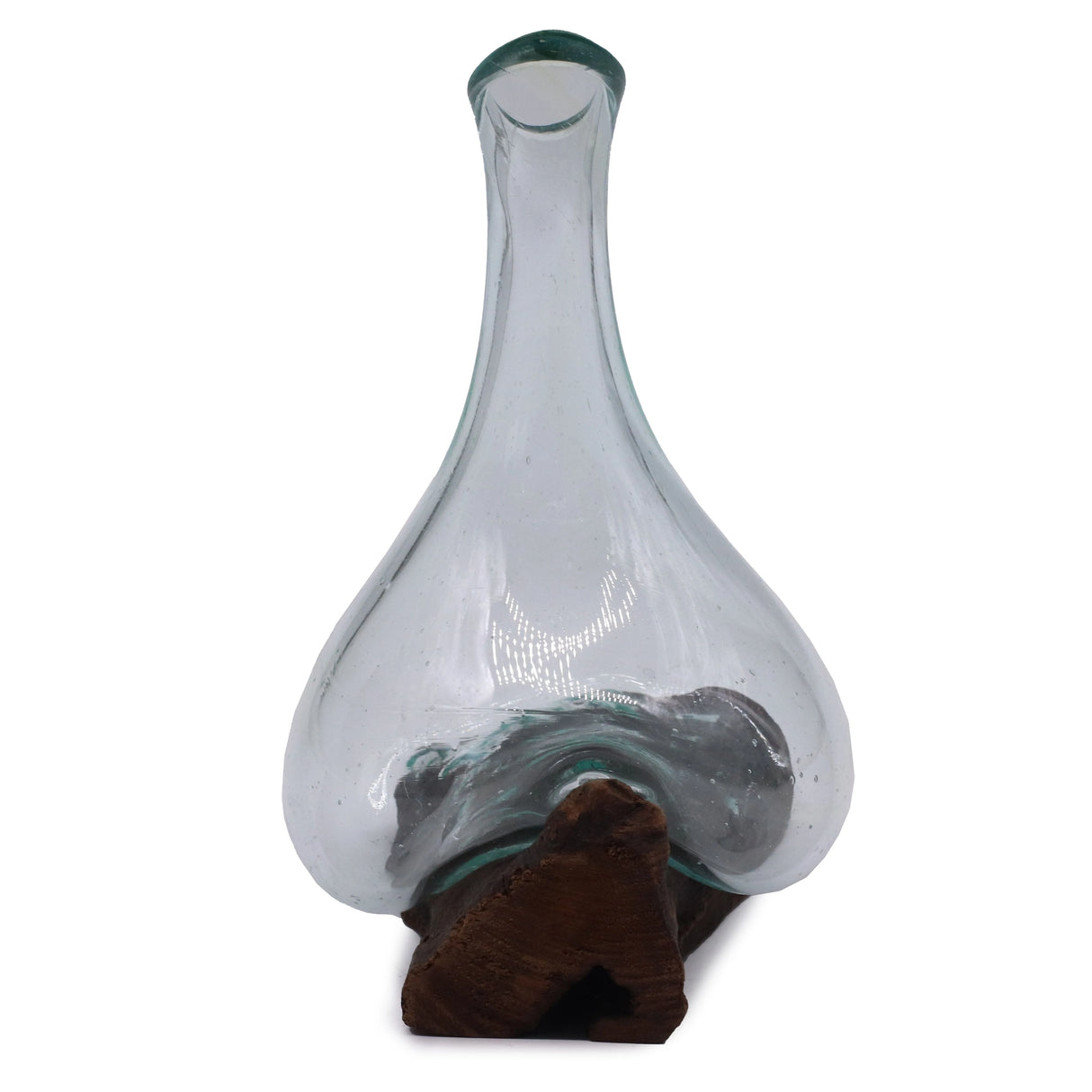 Molten Glass Mini Decanter on Wood 20cm
