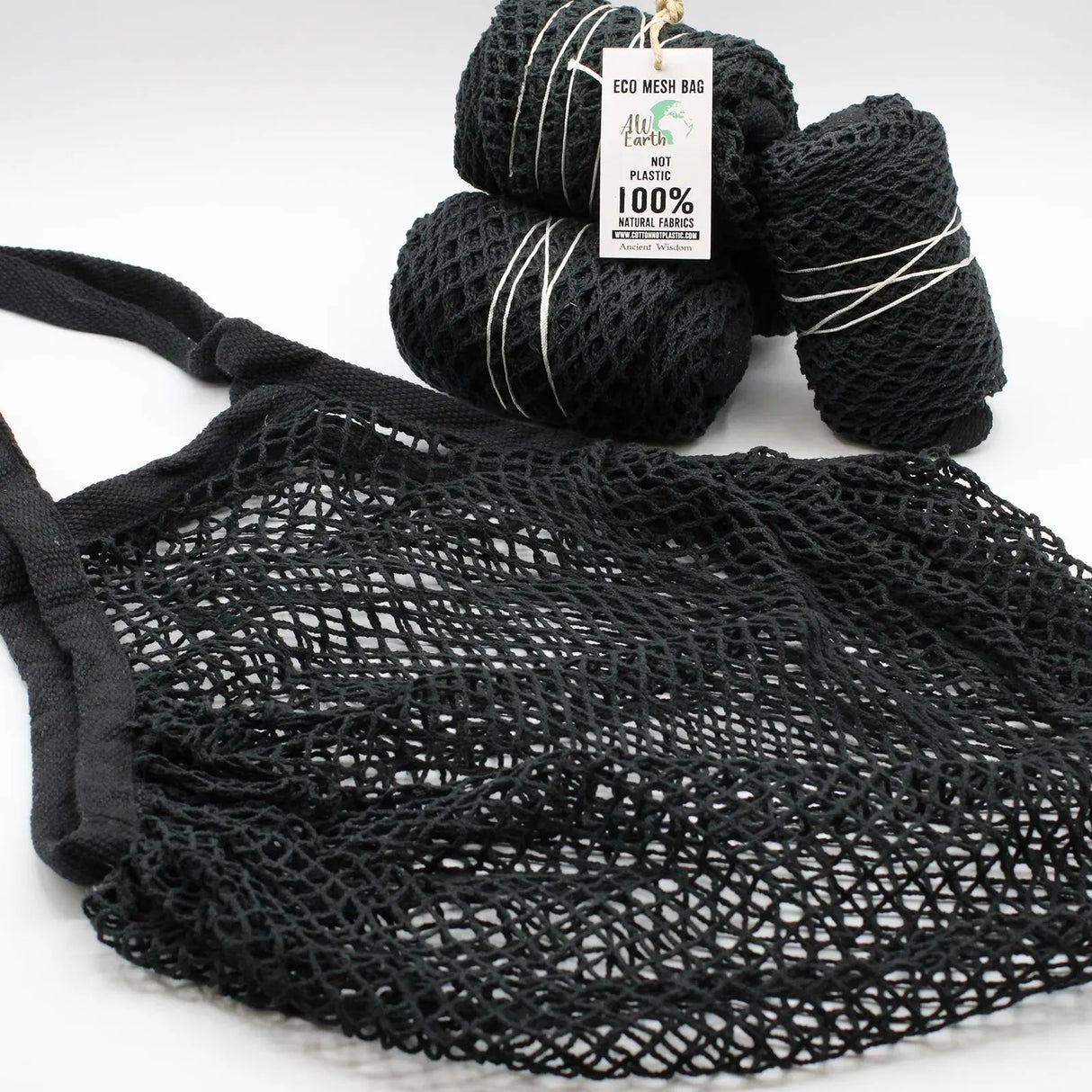 Pure Cotton Mesh Bag - Black