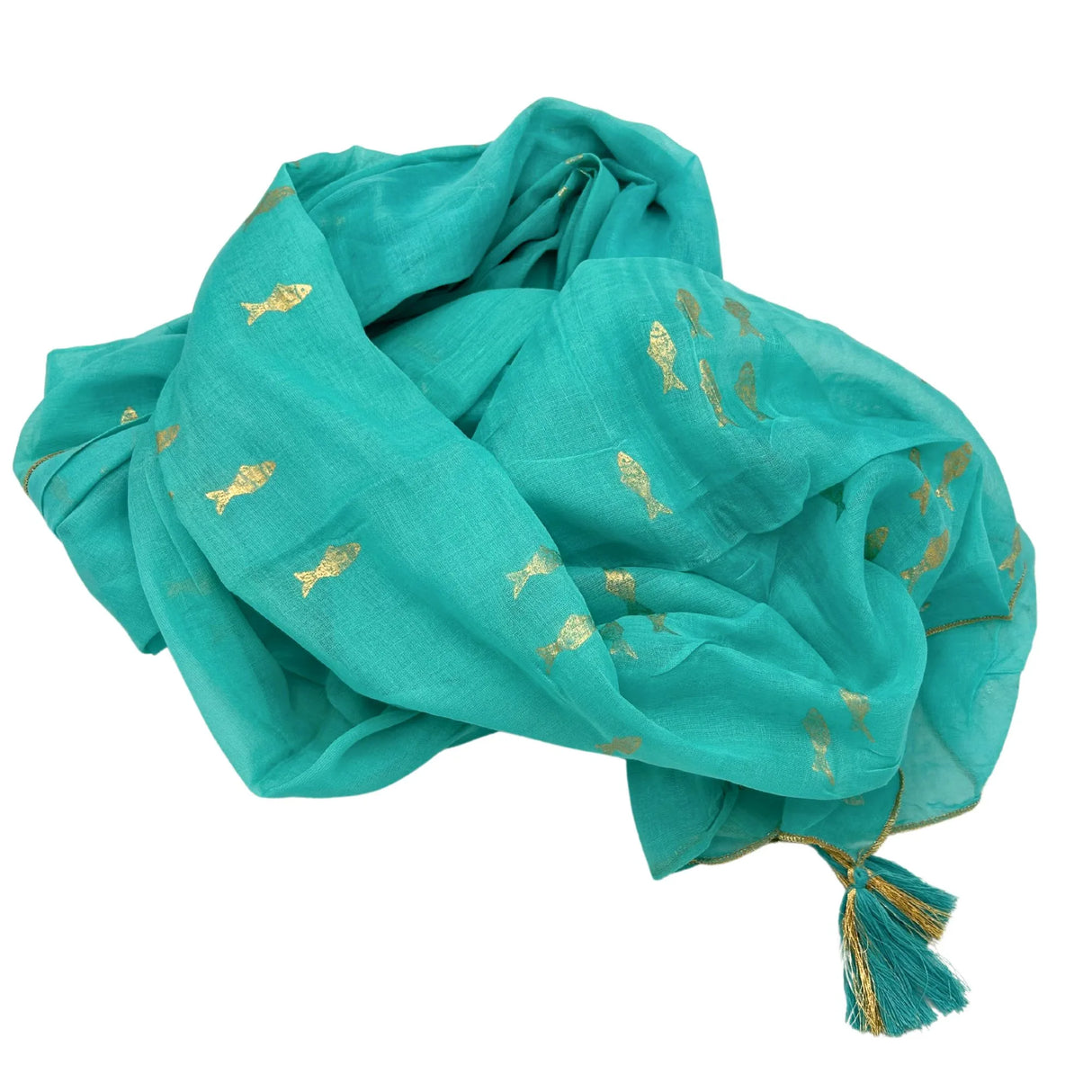 Nomad Sari Pareo  Turquoise & Gold Fish Print