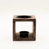 Square Mango Wood Oil Burner  - Yin Yang