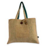 Jute & Cotton Reversible Big Bag - Teal