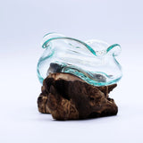 Molten Glass Wavy Bowl on Wood 18cm