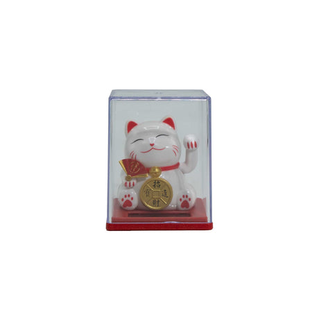 Mini Solar Powered Money Cat in Box - White