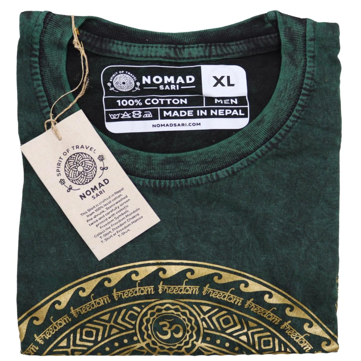 Nomad Sari Stonewashed Cotton T-Shirt  Chakra  Green  XL