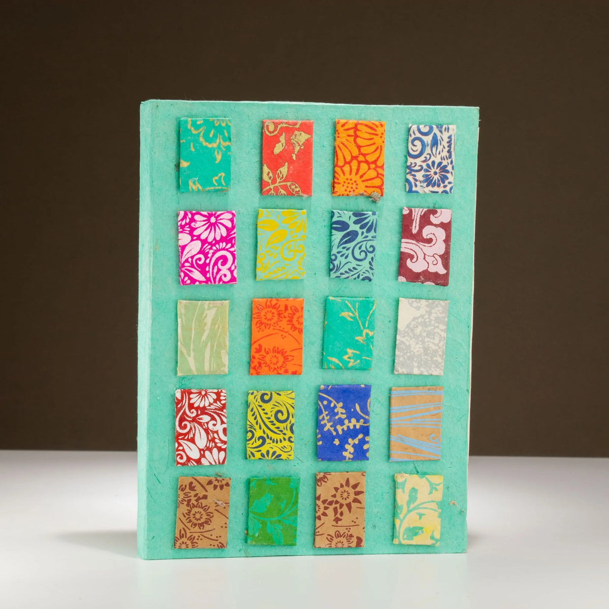 Lokta Mini Tiles Notebook  Large (21x15cm)  45 Leaves  Includes Bookmark  Teal