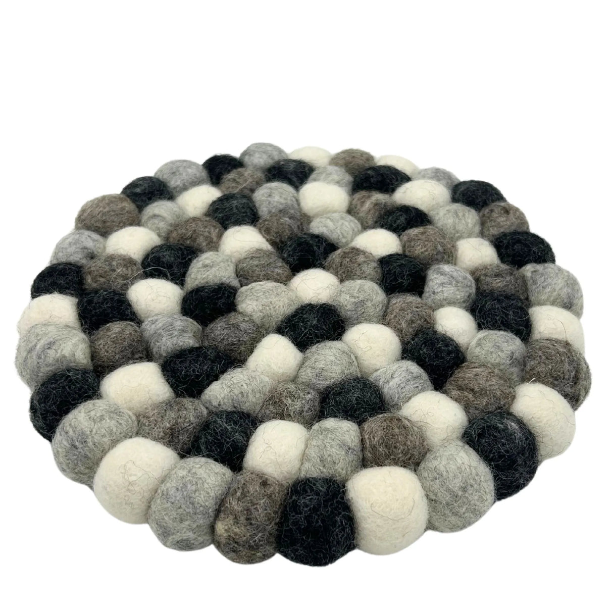 Felt Ball Round Placemat- Multi  Grey Colour