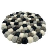 Felt Ball Round Placemat- Multi  Grey Colour
