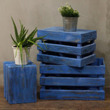 Wooden Storage Crates  Bluewash (Set of 3)