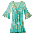Nomad Sari Turquoise & Gold Coral Print Dress (L/XL)