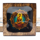 Lrg Enamelled Mango Tray Set - Buddha