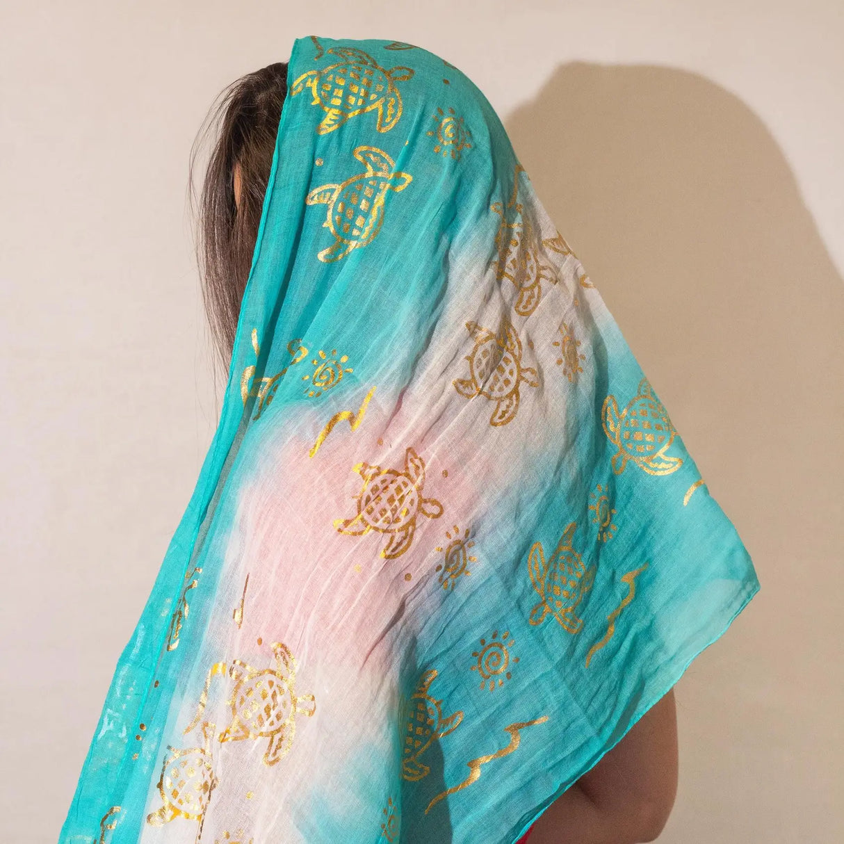 Nomad Sari Summer Turtle Print Scarf  Turquoise (18050 cm)