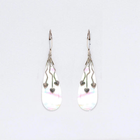 Shell & Silver Earrings - Three Hearts - MOP