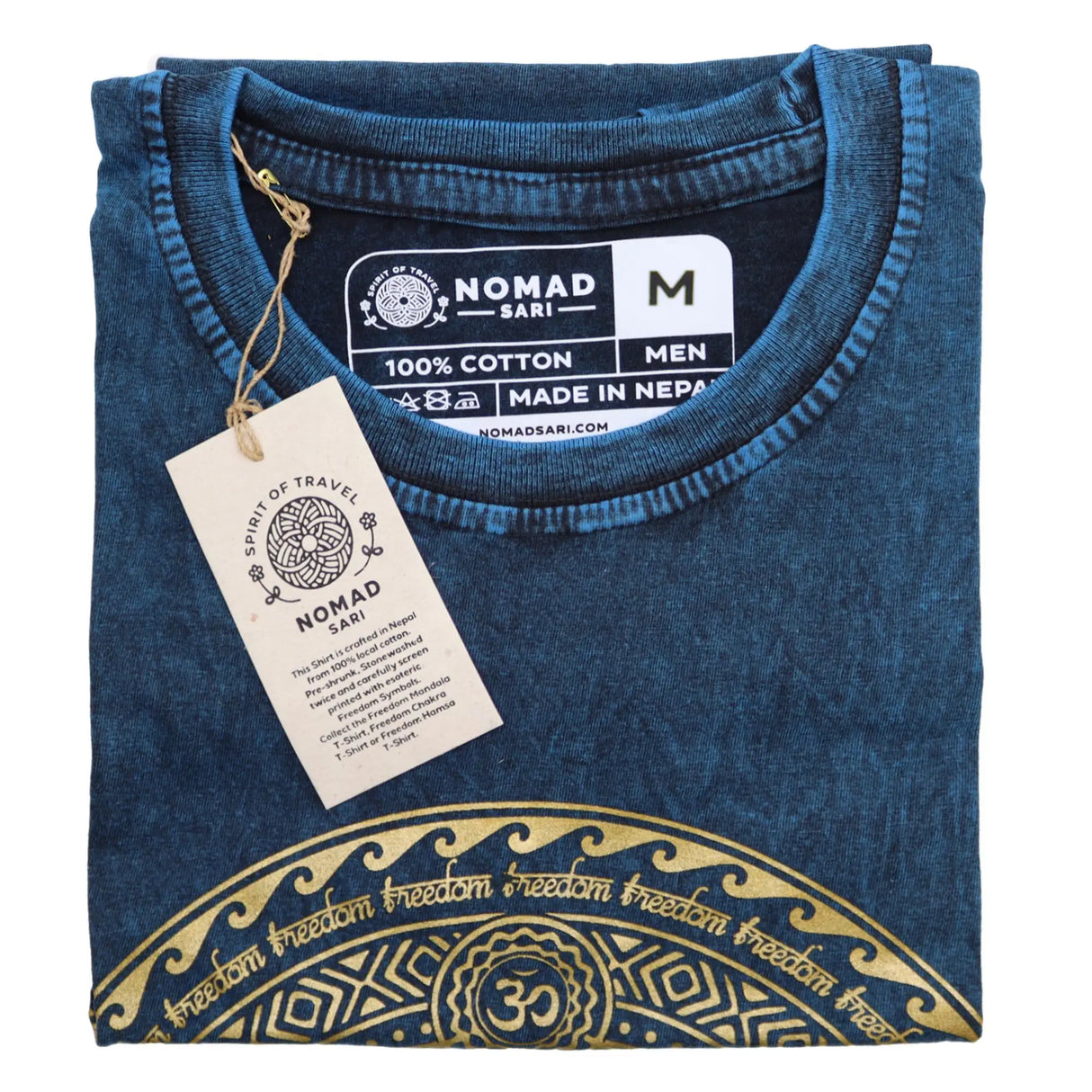 Nomad Sari Stonewashed Cotton T-Shirt  Chakra  Blue  Medium