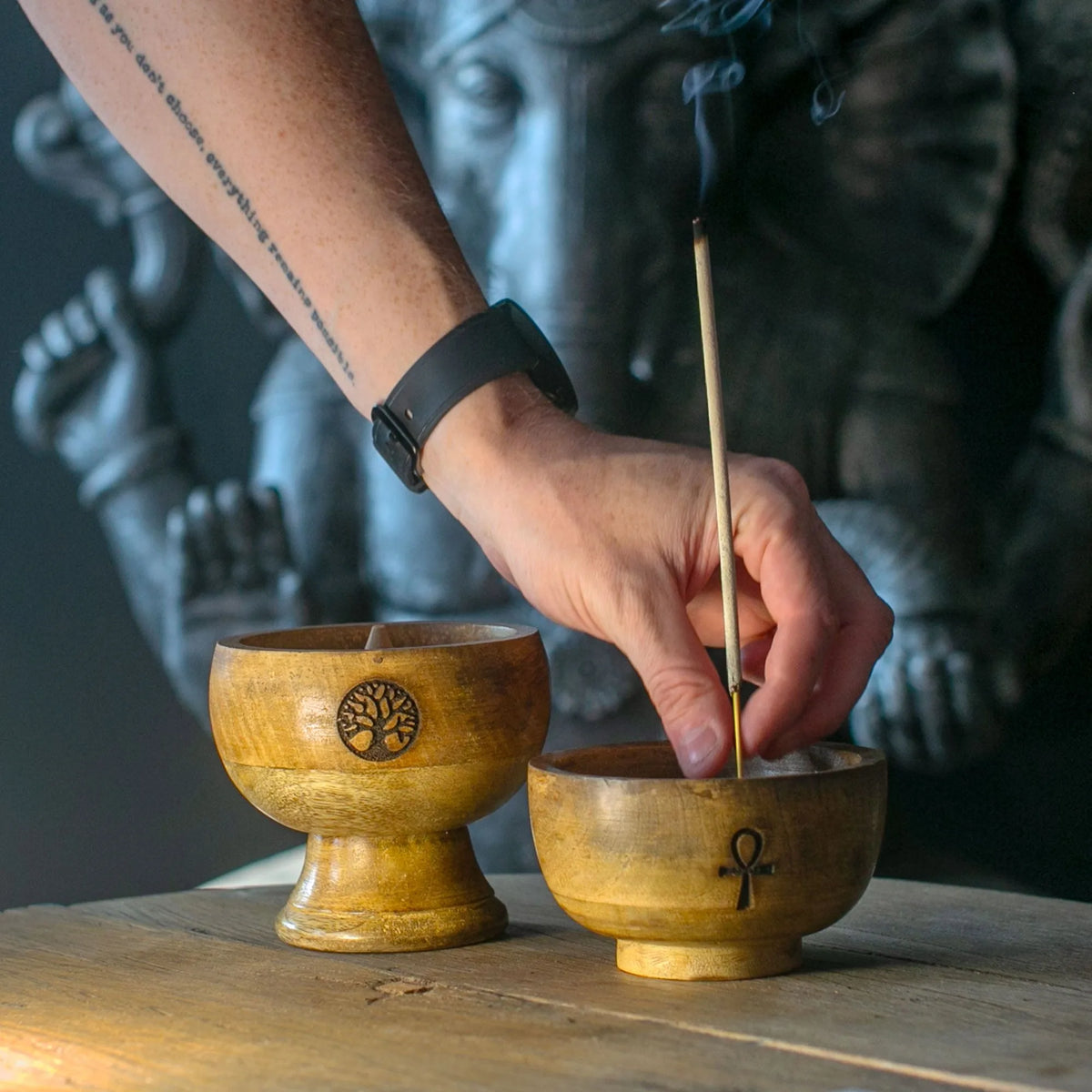 Small Ritual Bowl Incense Cone Holder 11x6.cm - (asst esoteric)