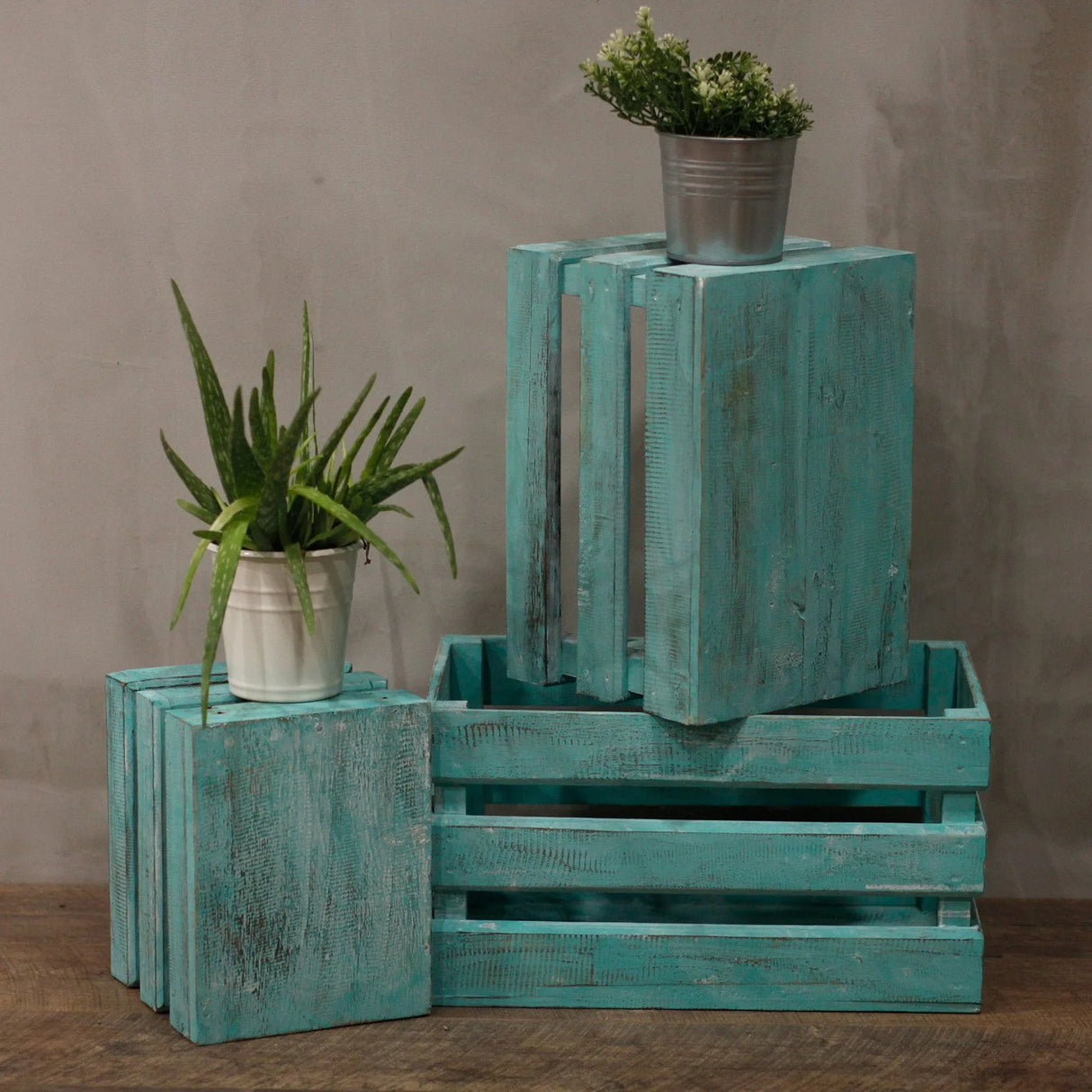 Wooden Storage Crates  Greenwash (Set of 3)