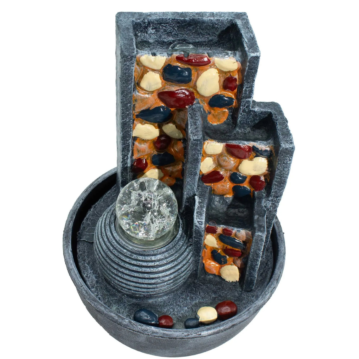 Pebble Wall Tabletop Water Feature with Crystal Ball (19x19x28cm)