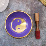 Lrg Yin & Yang Singing Bowl Set- White/Purple 14cm