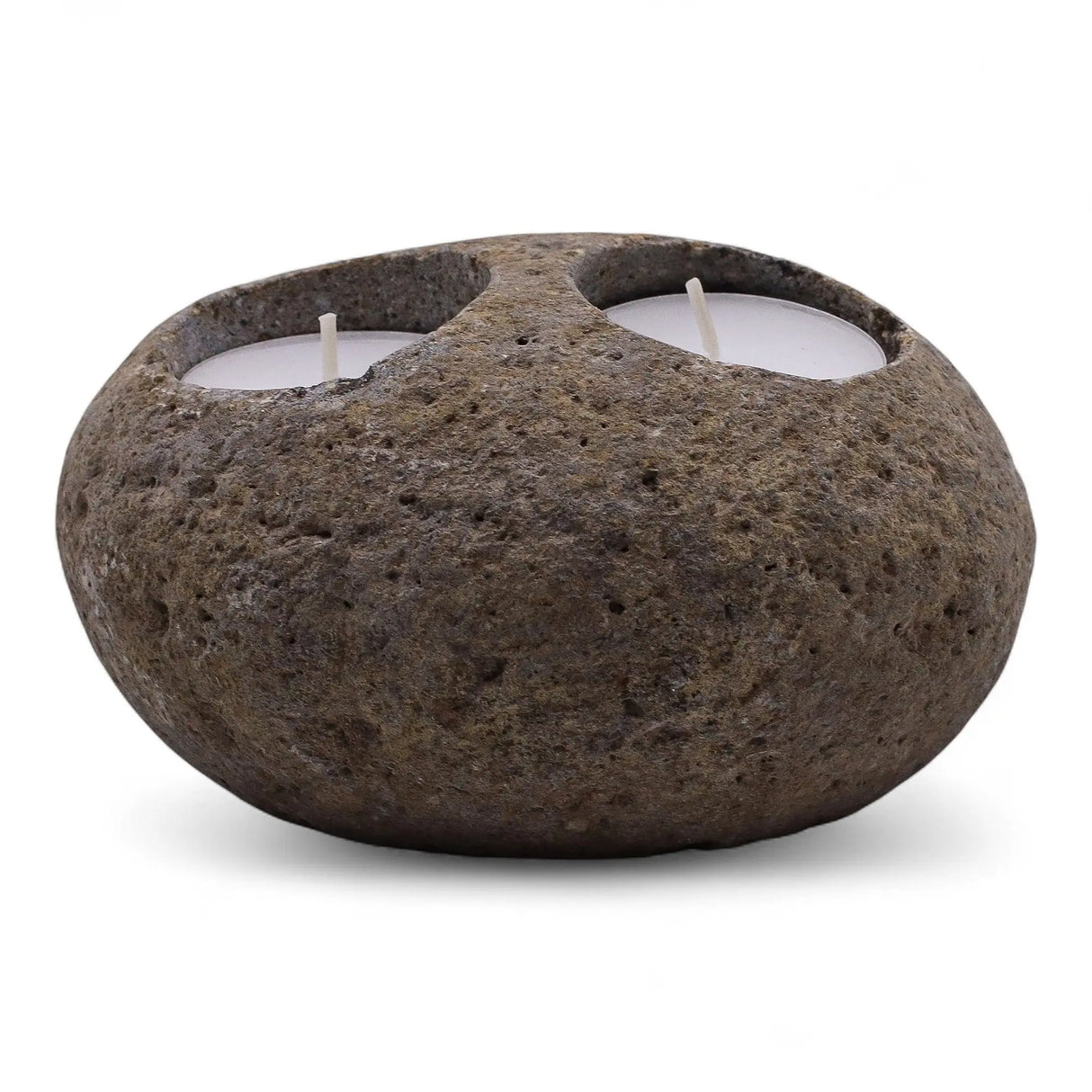 Natural Riverstone Candle Holder - Double Nightlight