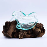Molten Glass Wavy Bowl on Wood 18cm