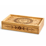 Sun Moon Carved Tarot Box with Drawer