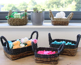 Banana Leaf & Abu-Abu Raffia Square Basket- Set of 3