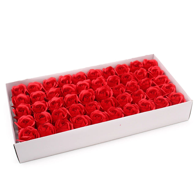 Craft Soap Flowers - Med Rose -Red With Black Rim